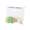 Conjunto de brincos de pérola borboleta transfronteiriços combinação brincos geométricos de metal exagerados europeus e americanos brincos de personalidade da moda para mulheres