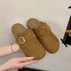 Chinelos Fechados Estilo Retro Birkenstock Feminino Primavera 2026 Novo Estilo Fivela Solado Grosso Slip-on Meio Chinelo Birkenstock