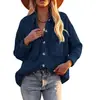 2026 Nova Jaqueta Camisa de Veludo Cotelê Cor Sólida Solta Manga Longa Gola Reversível Estilo Europeu e Americano Feminina Outono e Inverno Amazon