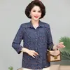 Camisas para Mulheres de Meia-Idade e Idosas, Cardigan de Algodão e Seda para Avós, Camisas de Algodão Artificial Absorventes de Suor para Idosos, Roupas Finas