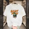 Atacado Exportador Fabricante Camiseta de Verão Simples Confortável Jovem Estampa de Urso Americano Manga Três Quartos Gola Redonda