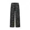 Calças Camufladas Masculinas Design de Nicho Estampa Completa Resistentes Strass Hot-fix Roupa de Trabalho Perna Reta Perna Larga Calças Casuais Hip Hop Marca Tendência