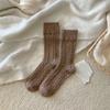 Calcetines de Invierno Estilo Coreano Estilo Ins Color Sólido Clásico Trenzado Imitación Cachemira Calcetines Medios de Mujer Calcetines de Mujer Cálidos y a la Moda