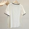 Camiseta de manga corta con cuello redondo y hombros descubiertos, diseño elegante, color liso, holgada y adelgazante, para mujer, novedad de verano 2025