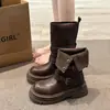 Botas Martin Retro Mujer 2026 Otoño Invierno Nuevo Estilo Británico Marrón Maillard Botas Suela Gruesa Aumentadoras de Altura Botines Negros