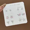 Set Semanal de Pendientes de Nicho Estilo Coreano, Pendientes Lindos y Compactos de Aleación Electroplateada con Pedrería, Venta al por Mayor