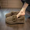 Zapatos peludos para usar al aire libre, 2026 de moda y tendencia, nuevos de invierno, de suela plana, forrados de polar, sin cordones, de suela suave, zapatos de algodón tipo gorro