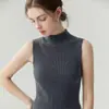 Suéter de Cachemira para Mujer Bai Cai Rong Otoño/Invierno 2026, Sin Mangas, Cuello Semi Alto, Diseño Versátil, Tejido de Lana