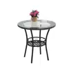 Mesa Redonda Pequena para Varanda, Mesa de Centro Redonda de Rattan com Vidro, Mesa Redonda de Jantar, Mesa de Centro Simples Casual, Mesa de Chá, Mesa de Jantar com Armazenamento, Sala de Estar