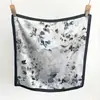 Novo Lenço Quadrado Pequeno de Seda Imitação Floral Pintura a Tinta Chinesa Macio Confortável Moderno Lenço de Seda Gravata de Pescoço Decorativa Lenço de Pescoço Pequeno