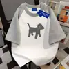 Camiseta de Manga Curta 100% Algodão Puro Estilo Europeu e Americano com Estampa de Estrelas para Homens e Mulheres, Verão, Comprimento Médio, Caimento Solto, Emagrecedor, Blusa Patchwork para Casais