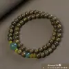 Pulsera de Sandalo Verde Argentino de 8mm con Doble Bucle para Hombres y Mujeres, Cuentas Budistas de Sandalo, Cuentas de Oración, Artículo Cultural, Regalo al por Mayor