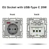 Interruptor Tuya Wifi Tipo 86 Estándar Europeo y Módulo de Función Combinación de Enchufe Estilo Alemán con Panel de Vidrio Gris Inteligente