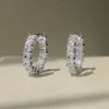Pendientes Cuadrados de Zirconia con Diamantes Completos de Estilo Europeo y Americano de Venta Caliente Transfronteriza, Ganchos de Oreja Modernos y Únicos, Pendientes para Mujeres Viajeras, Venta al por Mayor de Fábrica
