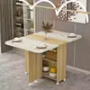 Mesa de comedor plegable para uso doméstico en apartamentos pequeños, simple, multifuncional, móvil con ruedas, adecuada para propiedades de alquiler, mesa de comedor pequeña rectangular