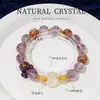 [Uva Morada] Pulsera de Cristal de Pelo de Conejo Morado Súper Siete Oro Negro Natural de Alta Calidad Pulsera de Cristal de Pelo Dorado para Mujeres Venta al por Mayor