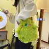 Bolso Cruzado Estudiante Soft Girl Personalidad Linda Linda Divertida Monstruo Estereoscópico Bordado de Felpa Bolso de Hombro