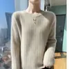 Suéter de Lana Ondulada de Cuello Redondo para Otoño e Invierno para Mujer, Prendas de Punto Versátiles de Cachemir, Capa Base Amigable con la Piel, Lana Fina