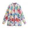 Camisa de popelina estampada de manga larga para mujer, estilo europeo y americano, nueva de verano 1266