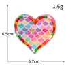 Parche Bordado de Corazón Arcoíris Lindo Dibujo Animado Icono de Corazón Rosa Parche Bordado por Computadora Transfronterizo