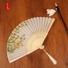 Abanico de Bambú Verde de Alta Calidad Estilo Antiguo Chino Abanico Plegable para Danza Regalo para Mujer Hanfu Cheongsam Abanico Plegable de Verano