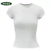 Camiseta 230g Fio de Elastano Estilo Coreano Cintura Marcada Manga Curta Regular Ombro Sirene Feminina Slim Fit Estampa Cruzada Americana Hot Girl