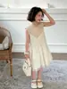 Vestido colete de verão francês sem mangas com retalhos estilo coreano para meninas, vestido de princesa de verão estiloso para bebê