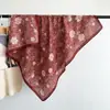 Novo Lenço Quadrado de Lã Imitando Seda de Camélia para Outono e Inverno, Lenço de Pescoço Versátil Macio e Confortável de Veludo, Lenço de Seda para Cintura, Xale