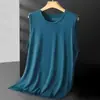 Camiseta Regata de Seda Gelada Masculina Verão Malha de Secagem Rápida Sem Mangas Solta Tamanho Grande Gola Redonda Camiseta Versátil