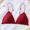 Sutiã Triângulo Francês para Menina Sexy Sem Aro Íntimo Alças Finas Fivela Frontal Sutiã Costas Bonitas Fino e Leve