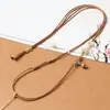 Delicado Nuevo Estilo Chino Cordón de Cuero Joyería Colgante Collar Jade Colgante Dorado Hebilla de Seguridad Tejido Cordón Colgante para Mujer
