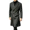 Abrigo de lana para hombre transfronterizo, abrigo largo de invierno grueso, cálido y elegante hasta la rodilla, gabardina de lana talla grande, prenda de abrigo