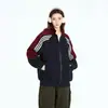 Jaqueta esportiva casual patchwork color block estilo americano para mulheres, cardigã moletom com zíper estilo universitário para primavera e outono, jaqueta baseball