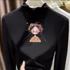 Nuevo Top Base de Manga Larga de Felpa Cómoda con Cuello Medio Alto de Volantes para Niñas Otoño/Invierno 2026 para Niños Pequeños y Niños Pequeños