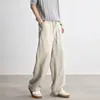 Pantalones Casuales de Lino Lyocell Estilo Relajado para Hombre 2026, Pantalones Casuales Delgados de Pierna Ancha con Corte Curvo para Primavera/Verano