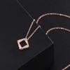 Collar Cuadrado Hueco de Plata Esterlina 999 Di Feng para Mujer Cadena de Clavícula Elegante Japonesa y Coreana Retro ins Cadena Lanosa Estereoscópica con Incrustaciones de Diamantes