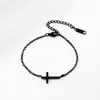Pulsera de Cadena Cruzada Plana de Acero Inoxidable Transfronteriza Europea y Americana, Cruz de Moda Simple, Material Metálico en Blanco, Impresión Láser a Color