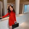 Moda de Invierno 2025 Vestido de Punto de Cuello Alto para Niñas Vestido Largo Básico de Punto para Niños