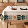 Toalha de Mesa à Prova d'Água e de Óleo, Sem Lavagem, Estilo Wabi-Sabi, Luxo Leve, Ambiente de Alto Padrão, Toalha de Mesa Estilo Vintage, Jogo Americano Retangular