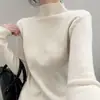 Suéter de punto de cuello alto de lana para mujer, camisa base de otoño e invierno, no pica, disimula la grasa corporal, hombro normal, capa interior, suéter cálido 71078