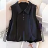Chaleco Solapa 2026 Camisa Pequeña Verano Holgada Nuevo Estilo Cubre Vientre Sin Mangas Camisa Blusa Diseño Top Corto Mujer