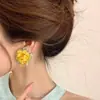 Pendientes con Colgante de Flor de Tela Aguja de Plata Estilo Vacaciones de Verano en la Costa Pendientes Estilo Bosque Pendientes Frescos y Dulces para Mujer Venta al por Mayor