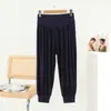 Pantalones casuales para casa de mujer de 3/4 de largo, modal fino de verano de corte holgado, ropa de estar para primavera/verano, adecuados para actividades en interiores y exteriores, pantalones de yoga con cordón