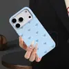 Funda de Teléfono Estilo Simple y Curativo con Fondo Azul, Lazo y Lunares para Apple 17/18 Pro Max, Cubierta Protectora Mate Ultra Delgada