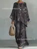 Nuevo conjunto de dos piezas para mujer: camiseta casual de moda con estampado transfronterizo, cuello redondo, manga larga + pantalones de campana