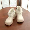 Botas para Niña 2026 Estilo Nuevo Suela Suave Botines Cortos Primavera/Otoño Botas de Cuero de Princesa Cómodas para Niños Elegantes Botas Martin de Algodón de Dos Capas