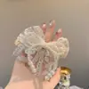 Super Fada Francesa Renda Pérola Laço Prendedor de Cabelo Anel de Cabelo Exquisito Doce Gentil Elástico Durável Não Machuca o Cabelo Acessórios de Cabelo