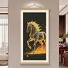 Nuevo cuadro de rollo de punto de cruz "Caballo Ardiente" decoración de pared de fondo para sala de estar u oficina moderna minimalista pintura colgante al por mayor