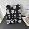 Bolsa de Ombro Flor Doce Estilo Japonês e Coreano Bolsa Tote de Tricô de Grande Capacidade Versátil para o Dia a Dia Bolsa para Livros de Estudante
