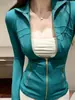 Chaqueta de cuello alto con cremallera dorada, corte ajustado para mujer, alta elasticidad, transpirable, protección solar, ropa de yoga, top deportivo nuevo estilo 2026 para verano